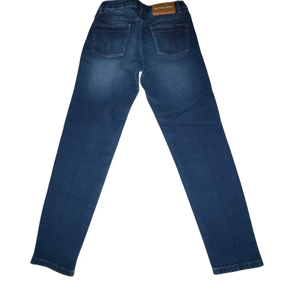 Calvin Klein Girls Size 14 Mid Rise Skinny Blue Denim Jeans Stretch